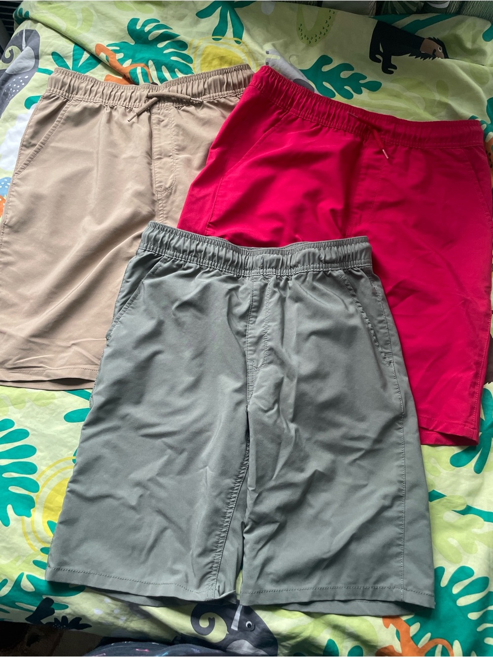 The Chic Petunia Kids Shorts in Tan, Hot Pink, and Gray